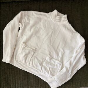 J CREW White Turtleneck Sweater with Pockets
